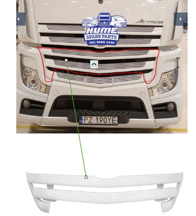 GRILLE MIDDLE FOR MERCEDES ACTROS MP4 & MP5 HIGH CAB 2012 - ON Secondary image