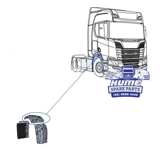 MUD GUARD FRONT WHEEL, LHS TOP FOR SCANIA 2017 - ON. Secondary image