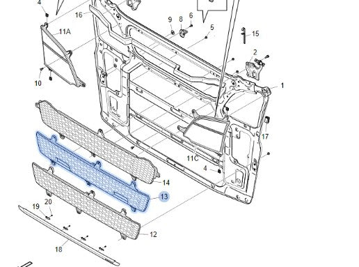 UPPER GRILLE - MIDDLE FOR SCANIA S CAB 2017 - ON.