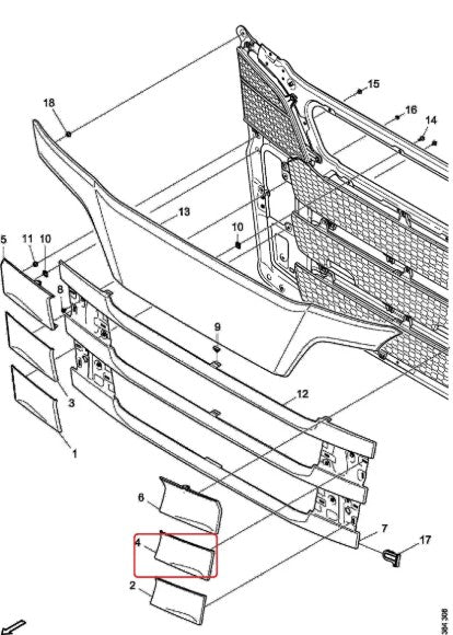 UPPER GRILLE - LHS END GARNISH TOP GRILLE FOR SCANIA R CAB 2017 - ON.