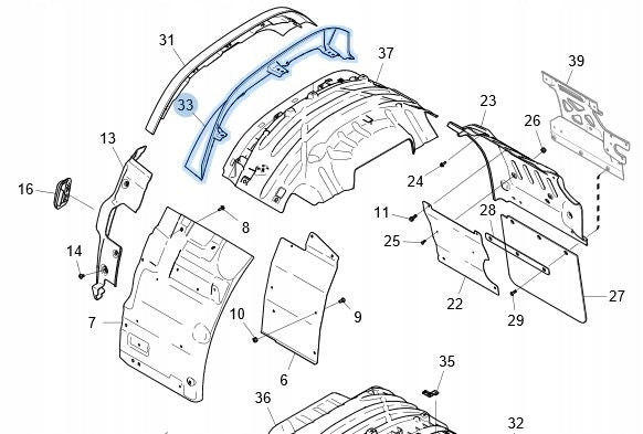 MUDGUARD EXTENSION UPPER, LHS MIDDLE INNER, FRONT FOR SCANIA 2017 - ON. Secondary image